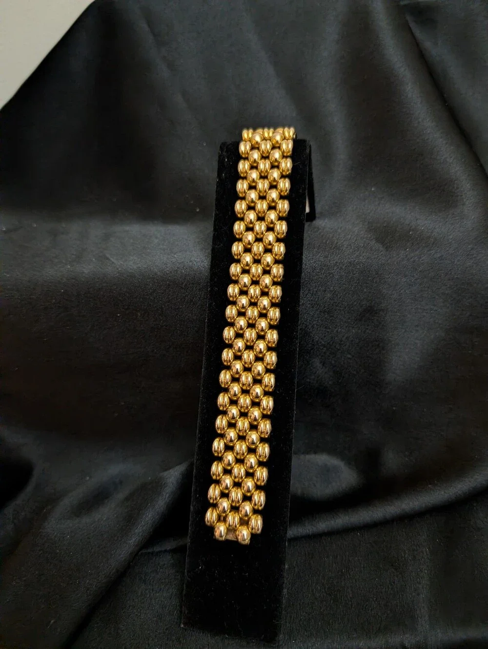 Authentic 1940s Swiss 5 Row Panther Link Plaque  ORL 20 Microns Gold Bracelet